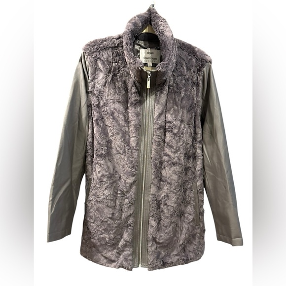Dennis Basso Faux Fur Zip Front Jacket with Zip-Off Sleeves size L - Picture 1 of 11